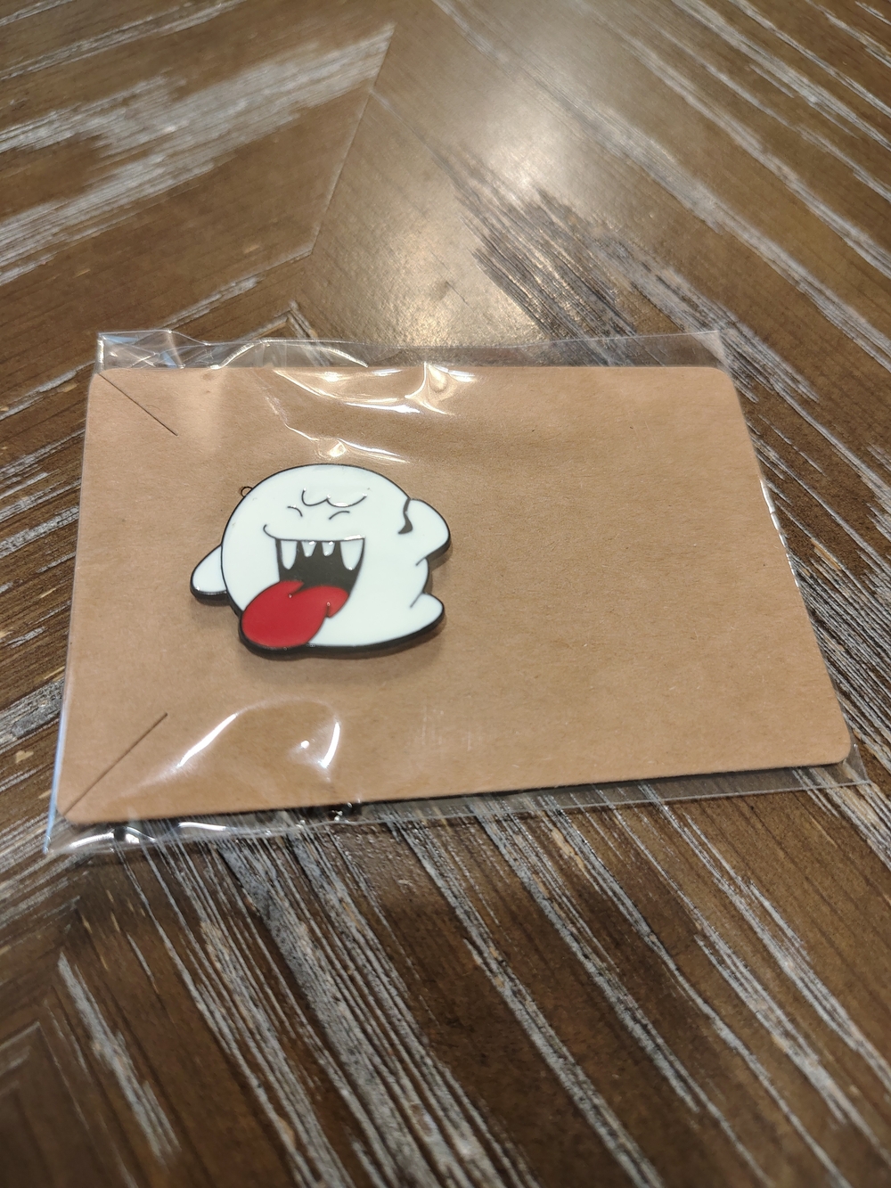 Nintendo Boo Ghost Enamel Pin in White, Red, and Black